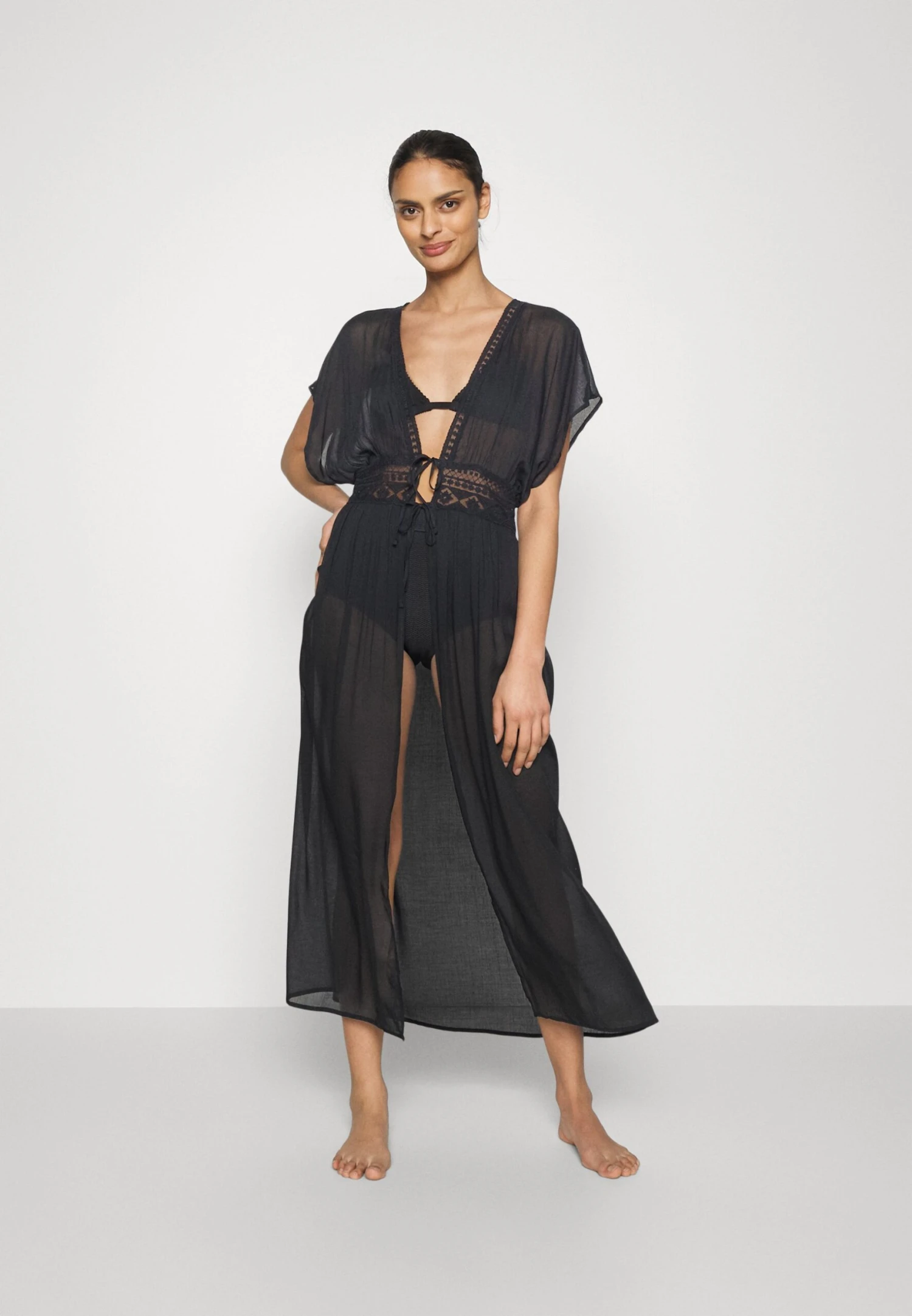 Anna Field Embroidered Cover Up/ 802 - Black - Beach Accessory - 802 - Black 2 Anna Field Embroidered Cover Up/ 802 - Black - Beach Accessory - 802 - Black - Image 2