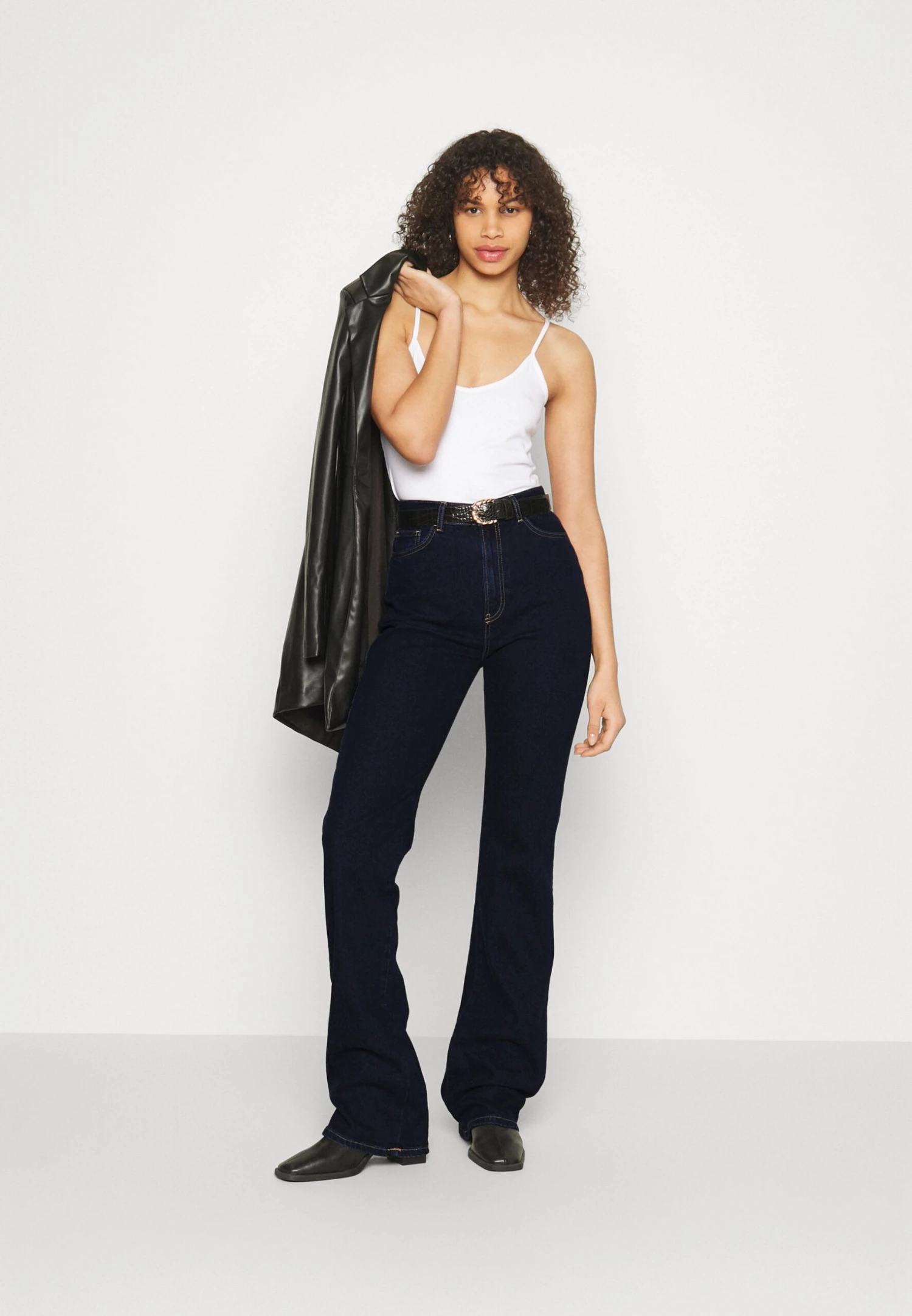 Flared Jeans - Dark Blue Denim 2 Flared Jeans - Dark Blue Denim - Image 2